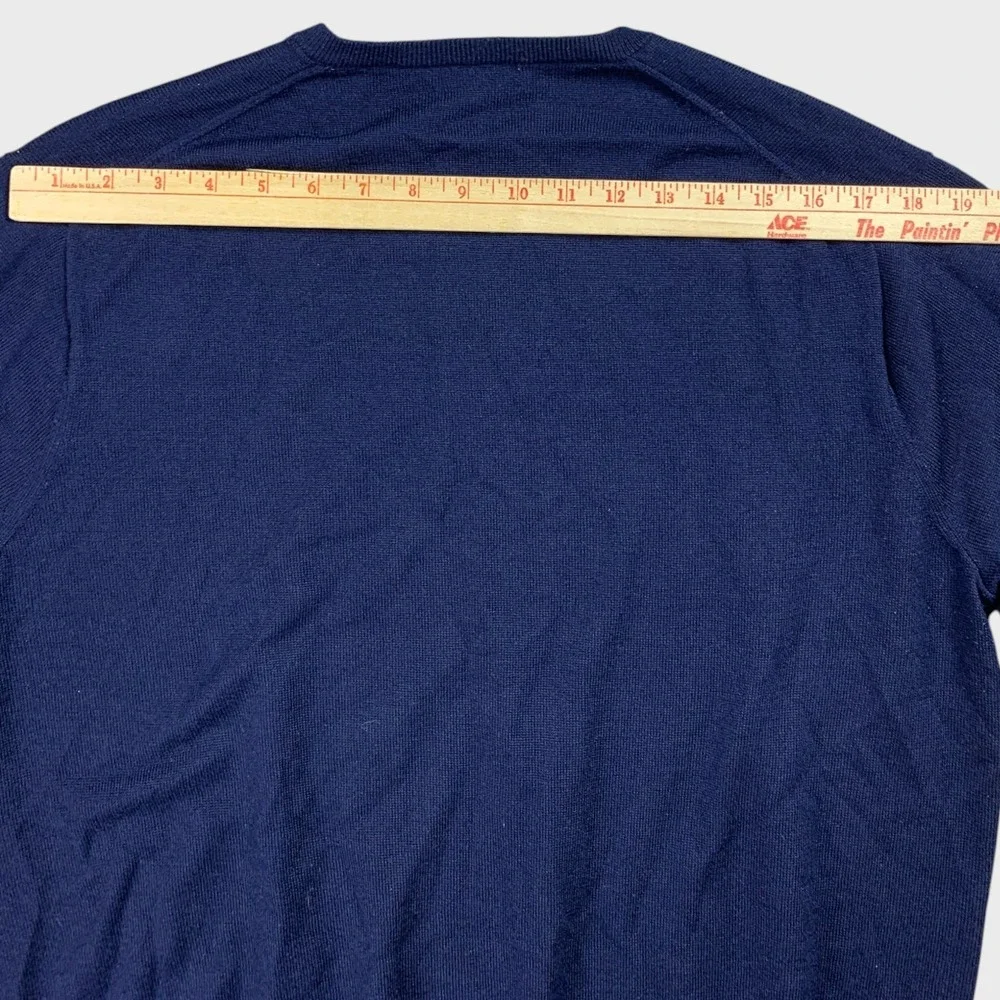 Peter Millar V-Neck‎ Sweater Mens L Navy Crown Soft Merino Silk Essential Knit